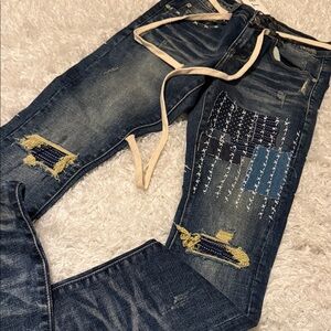 THRT Stylish Blue Patchwork Men's Jeans NWT SIZE 28